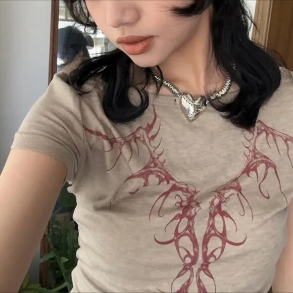 Y2k Tops Graphic Tees for Women Grunge Clothes Back Print Shirts for Women Vinta - Picture 2 of 6